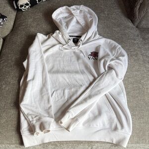Vans White Hoodie with Rose Chest Logo - Men's Zip-Up Style